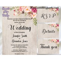 Floral Wedding Invitation set,Boho Wedding invitation set,(031w)